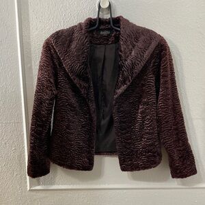 Peck & Peck Petite Textured Faux Fur Feel velvet coat